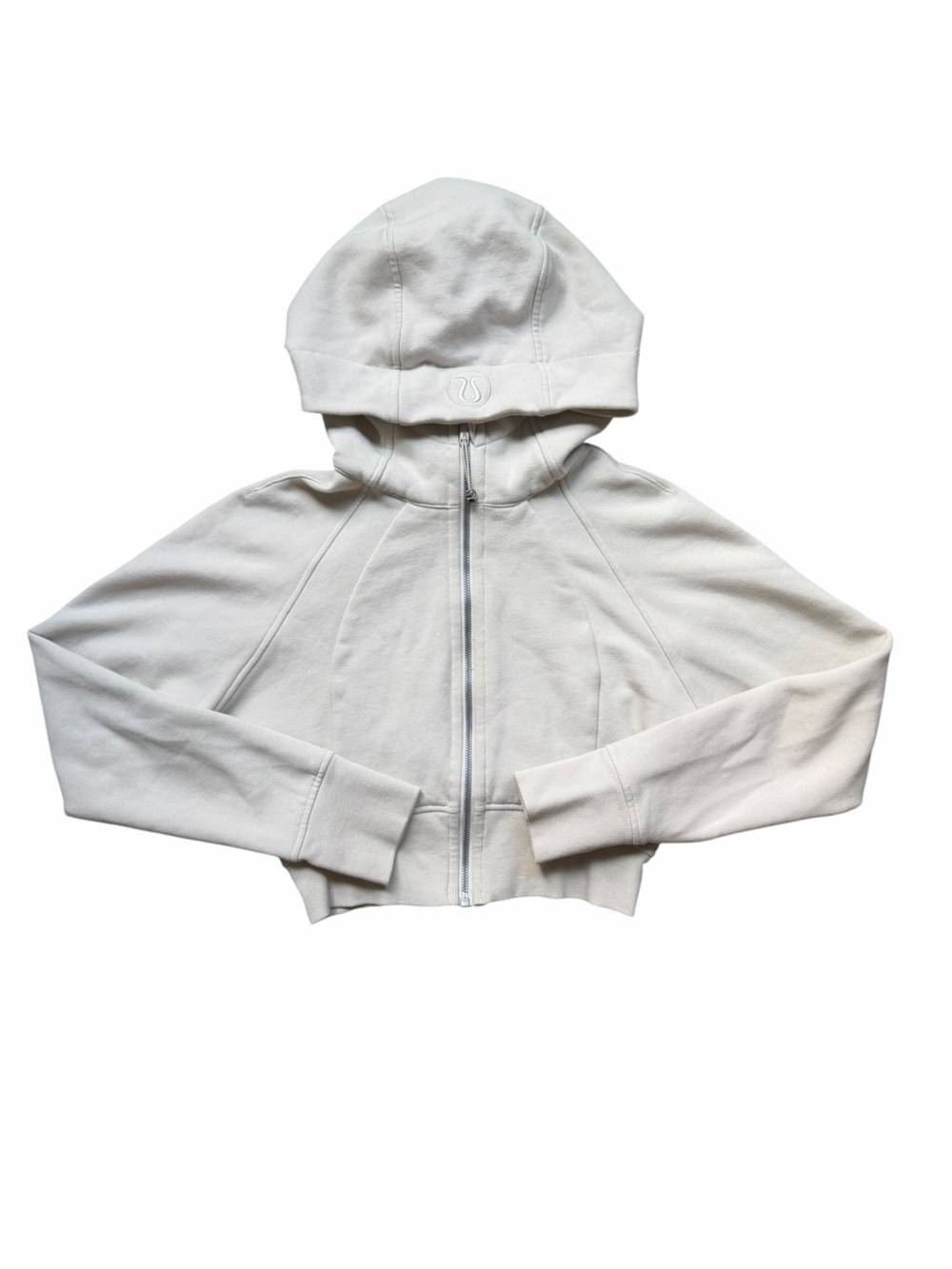 Lululemon Bone Off White Scuba Full Zip Cropped Hoodie